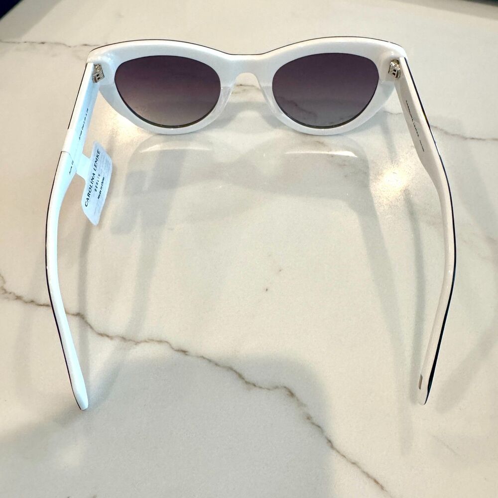 Carolina Lemke 'Sarah' Oversized Black & White Cat Eye Sunglasses - New in Box - Picture 5 of 6